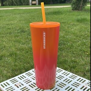 🩶5/$30 Starbucks 2022 Summer Orange Pink Ombre Stainless Steel 24 oz Tumbler